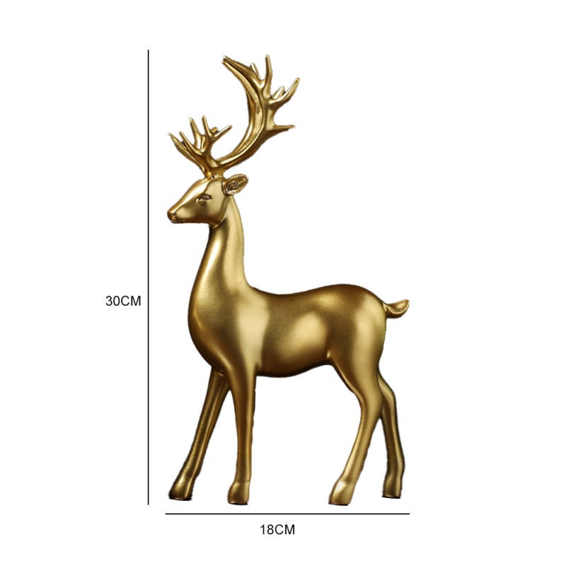 Goldene Hirschfigur, Tierstatue, Skulptur, Wohnzimmerdekoration – goldener Hirsch als Wohndekoration, Geschenk zur Wohnungserwärmung