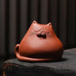 ACACUSS Tea pet | Tea play set | clay Creative Ceramic Animal Figurines Chinese zisha yixing statues Meditation Angry cat figures sculpture - ACACUSS