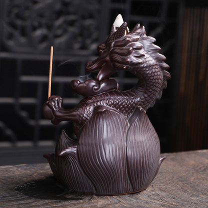 Brûleur d'encens en céramique Dragon fait à la main, cascade à reflux, brûleur de fumée, décor de salon, porte-encens, décoration Feng Shui