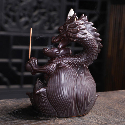 Handmade Dragon Ceramic   Waterfall Backflow Smoke Incense Burner Living Room Decor Incense Holder Feng Shui Decoration