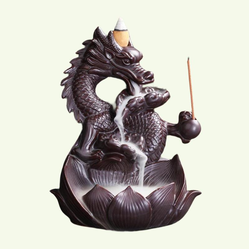 Handgemaakte draken keramische waterval terugstroom rook wierookbrander woonkamer decor wierookhouder feng shui decoratie
