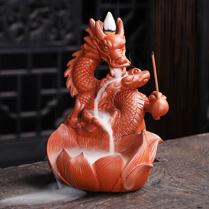 Dragón hecho a mano Cerámica de cascada Backflow Smoke incienso de la sala de estar decoración de la sala de estar Feng shui decoración