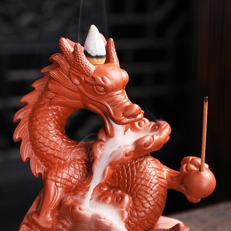Drago fatto a mano Drago Ceramica Backflow Smoke Incenso Burner Disprori di incenso Porta di incenso Decorazione Feng Shui