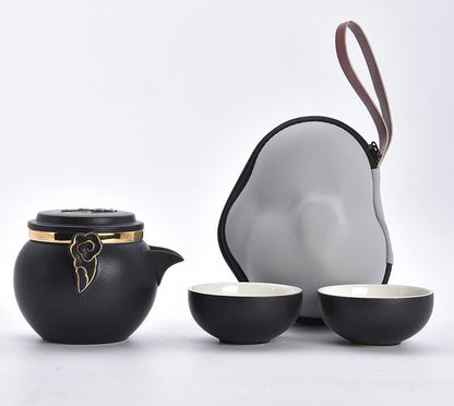 Conjunto de chá de viagem portátil de cerâmica ao ar livre