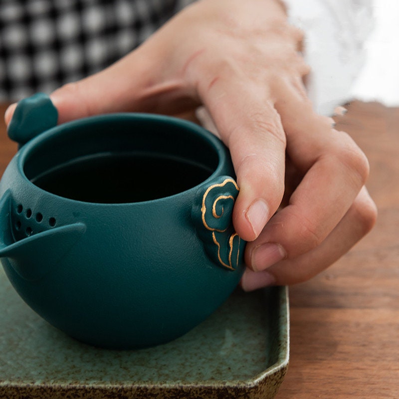 Seramik Taşınabilir Seyahat Çay Seti Açık