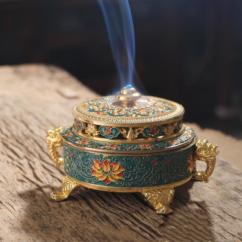 Tibetský jídlo kadidlo kadidlo hořák barevná slitina mědi malovaná kadidlo hořák
