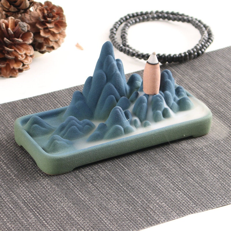 Minimalist Ceramic backflow incense burner Home Landscape Zen Reclining Incense Burner | SPIRITUAL Cloudy Mountain Backflow Incense Burner - ACACUSS