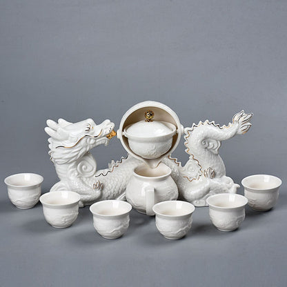Teste di drago orientale | Set di tè vintage cinese