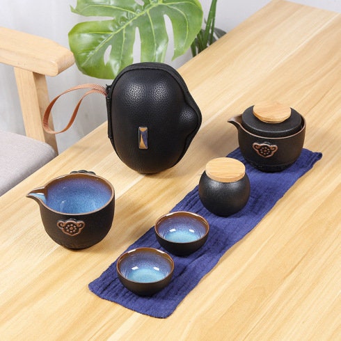 ACACUSS Tea Set of 6 Travel Tea Set Cup Kung Fu TeaSet Ceramic Portable Teapot Porcelain kuai ke tea set - ACACUSS