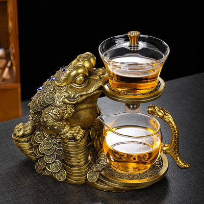 Groda tekanna uppsättning med magnet unik glas tekanna kinesisk stil hushåll jinchan te maker tekanna