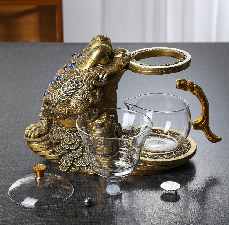 Rana teiera set in stile cinese in vetro unico