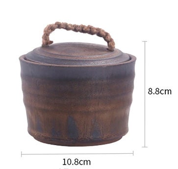 TEA Canister Stoneware Tea Caddy Ceramic Pot | Rust Glaze Sealed Cans Retro Wake Tea | Japanese Tea Container Cans Canister - ACACUSS