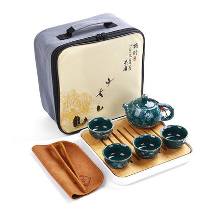 Service à thé de voyage portable en céramique