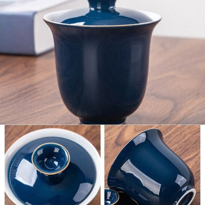 קרמיקה ניידת קונג פו כוס תה KUAI KE SET - טיולים קומקום חיצוני עם כוסות תה - מסע תה גאיוואן סט עם כוסות וספל
