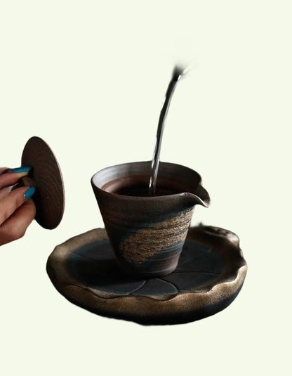 Steingods gaiwan håndlaget keramikk unik hatt pot jernglasur tekanne 140 ml kapasitet