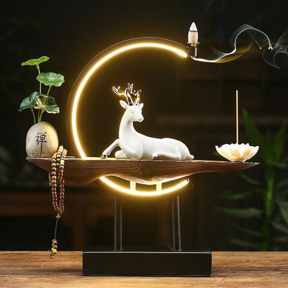 Lâmpada LED de queimador de lótus cerâmica acacuss Circando ornamentos de água ganham dinheiro com peixes -fontes de balanço modernos
