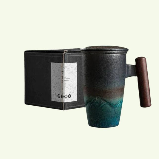 Mug berkapasitas besar, teh keramik dengan cangkir teh besar dengan tutupnya