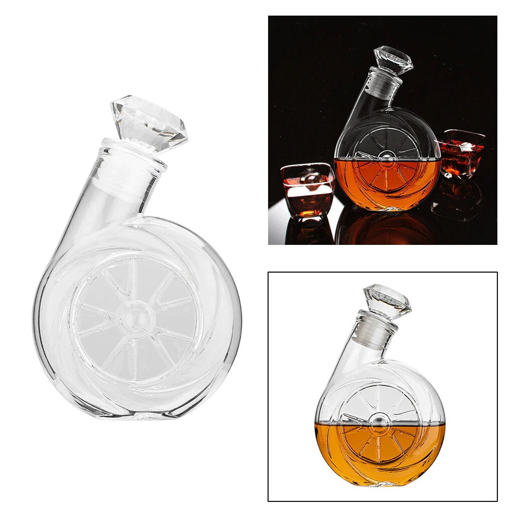 Turbo Whiskey Scotch Decanter Set Best for whiskey gift Vintage Blower Wine Pot Diamond Wine Stopper Glass Decanter Bottle - wine decanter - ACACUSS