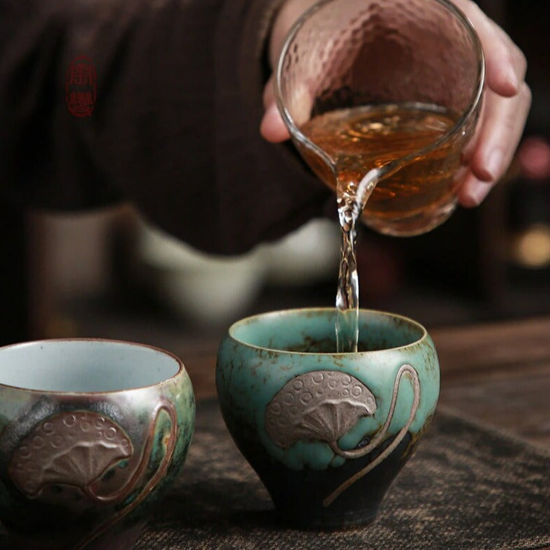 Espresso japanische Teetassen, Keramik-Kung-Fu-Teetassen-Sets mit 5 Tassen