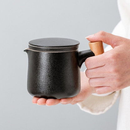 Tekande og te kopper lille sæt med rejsetaske - kung fu te ceremoni håndlavet keramik unik gaveæske