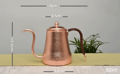 וינטג 'בעבודת יד ייחודי קומקום נחושת טהור טהור תה קומקום קומקום קומקום מוצק סיר תה קומקום קומקום קומקום, 0.5 Quarts