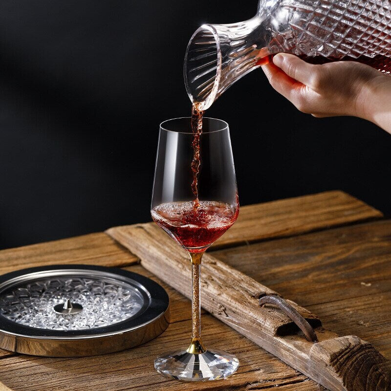 مجموعة مهوية إناء النبيذ الأفضل كهدية للويسكي منفاخ النبيذ الكلاسيكي الماسي