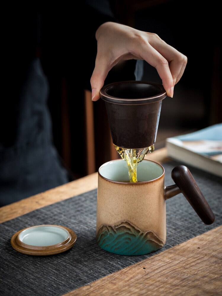 ceramic coffee mug tea infuser mug coffee lover gift , Ceramic Tea With Lid big tea cup with lid and infuser - Japanese Ceramic Tea Cup - ACACUSS