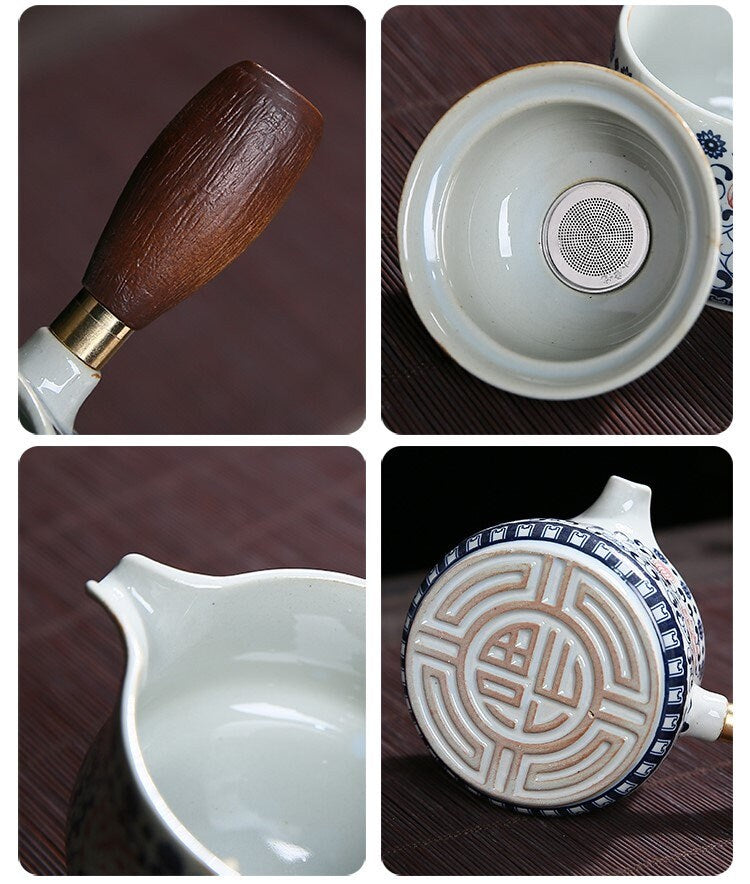 Juego de té de viaje portátil de cerámica china 360