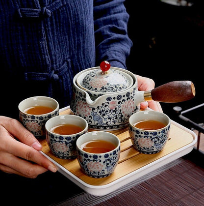 Juego de té de viaje portátil de cerámica china 360