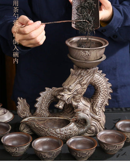 Bule de dragão chinês | Conjunto de chá vintage | Conjunto de chá de kung fu