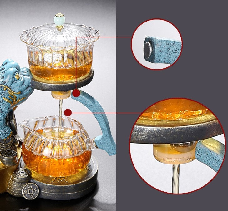개구리 주전자 세트 독특한 유리 탁포 중국 스타일의 자기 차 메이커 주전자