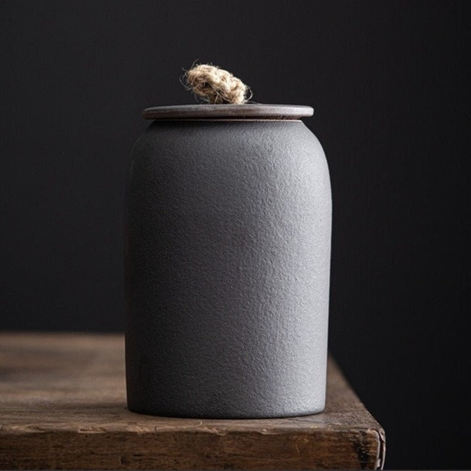 Ceramiczny pojemnik na herbatę i kawa Canister | Kamionka retro