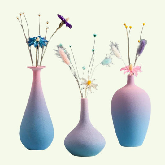 colorful flower vases