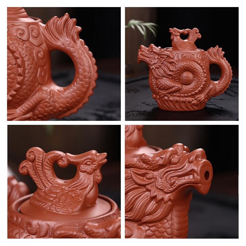 Драконь чайный горшок с фиолетовой глиной чайной чайной набор китайцев