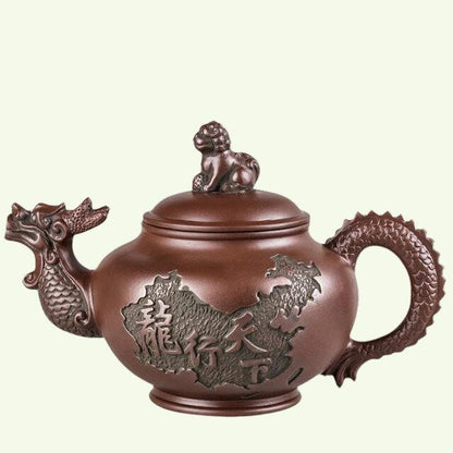 Dragon Tea Pot Yixing fialový hliněný čaj Teapot Sada Číňan