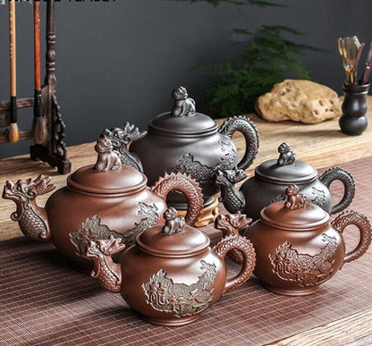 إبريق شاي التنين ييشينغ إبريق شاي من الطين الأرجواني طقم شاي صيني