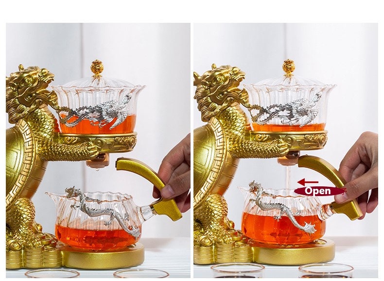 Tetera de dinosaurio de dragón con infusor de té de hoja suelta