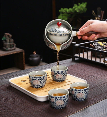 Conjunto de chá de viagem portátil em cerâmica chinesa 360