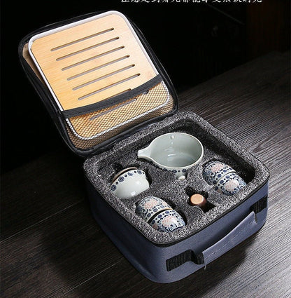 Chinese Ceramic Portable Travel Tea Set 360
