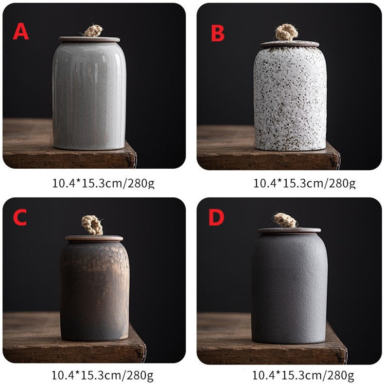 Ceramic Tea & Coffee Container Cans Canister | Retro Stoneware