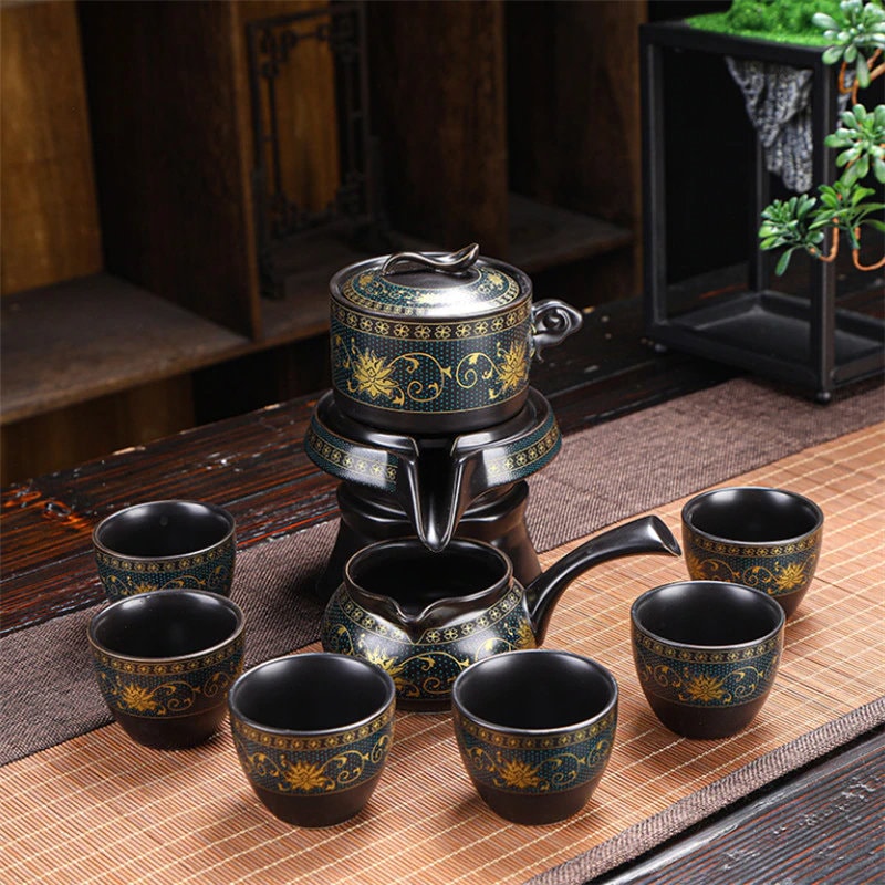 ACACUSS Oriental Chinese Gongfu Tea Set Unique TeaPot Lazy Stone Mill Automatic Ceramic Tea Set - ACACUSS