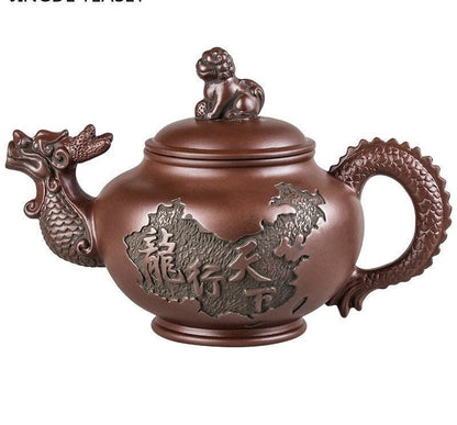 Théière Dragon Yixing, théière en argile violette, service à thé chinois