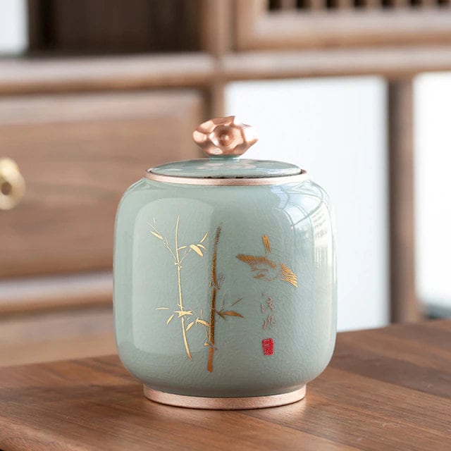 ACACUSS Kitchen Storage cookie & Sugar jar Vintage Style | Retro Stoneware | Ceramic Airtight pot Gong Fu | Candy Can - ACACUSS