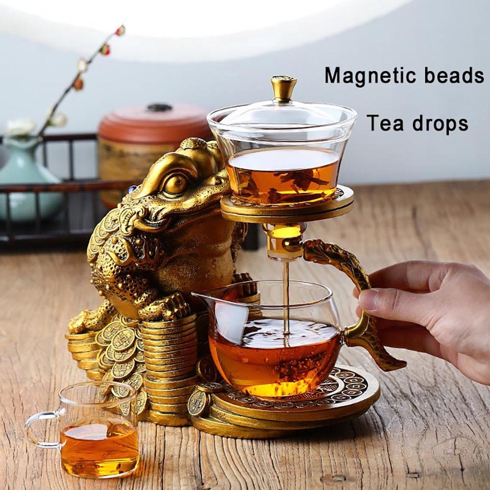 Groda tekanna uppsättning med magnet unik glas tekanna kinesisk stil hushåll jinchan te maker tekanna