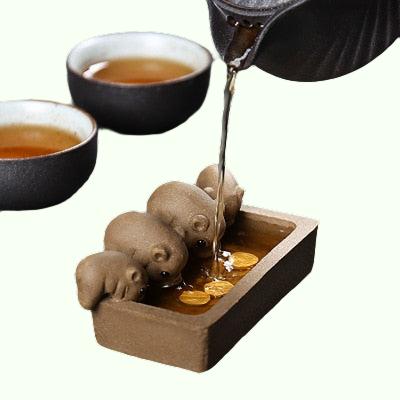 Accesorios de decoración de arcilla morada para mascotas de té