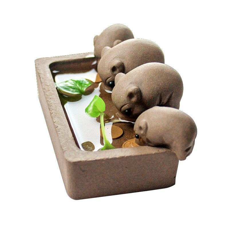 Accesorios de decoración de arcilla morada para mascotas de té