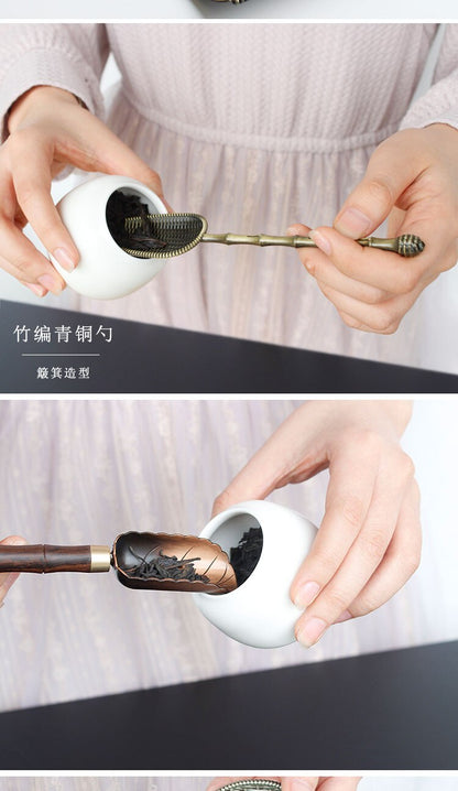 Colheres de chá de cobre puro gongfu