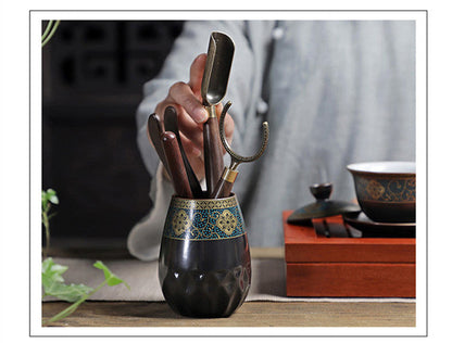 Chinesisches Kung-Fu-Teezubehör-Set aus Retro-Keramik