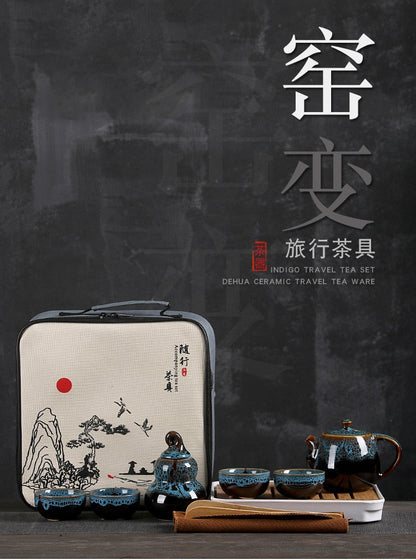 Kungfu Tea Service of Portable Travel dengan teko