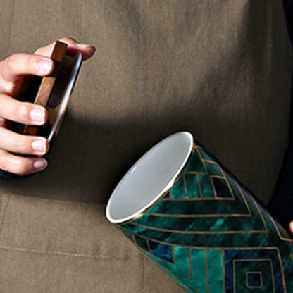 Kopi keramik dapat menghubungkan wadah kopi | Kaleng teh keramik, batu retro, kedap udara
